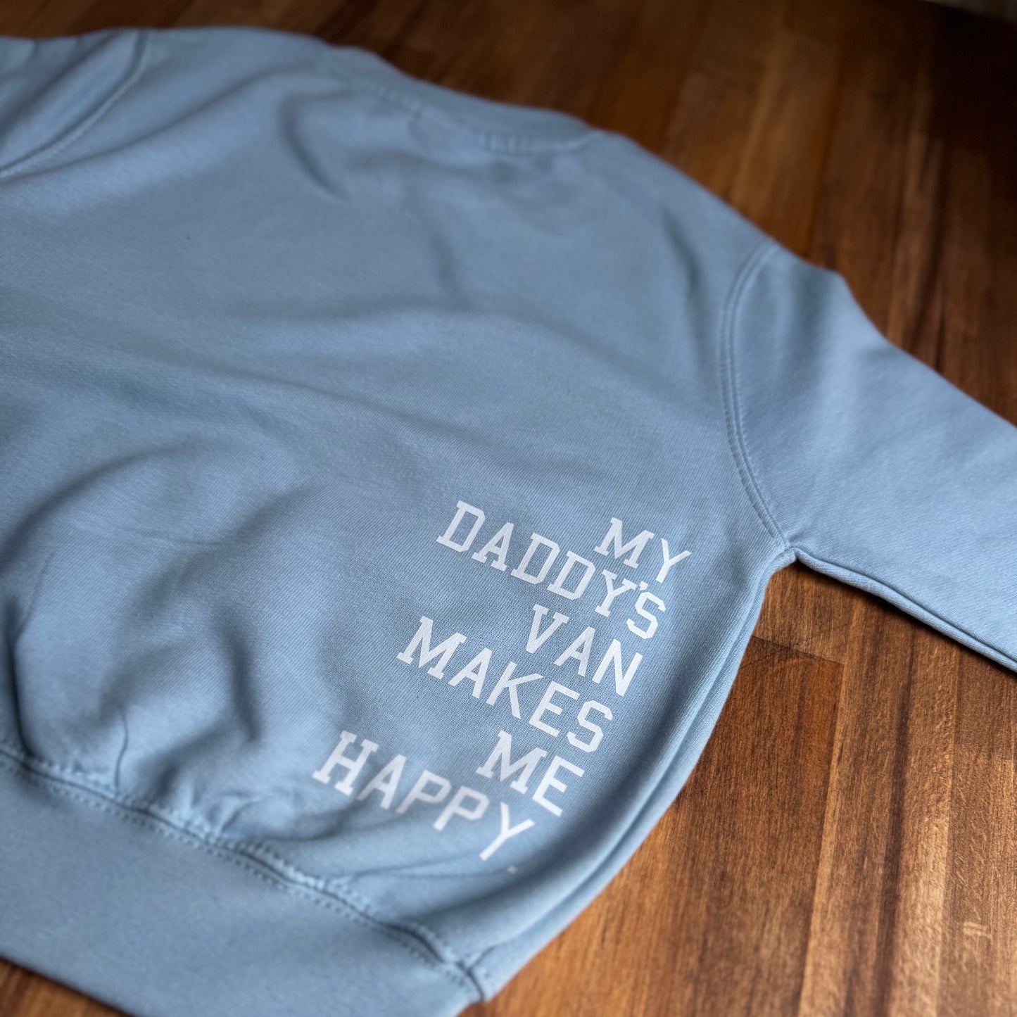 Kids Campervan Sweatshirt – My Daddy’s Van Makes Me Happy