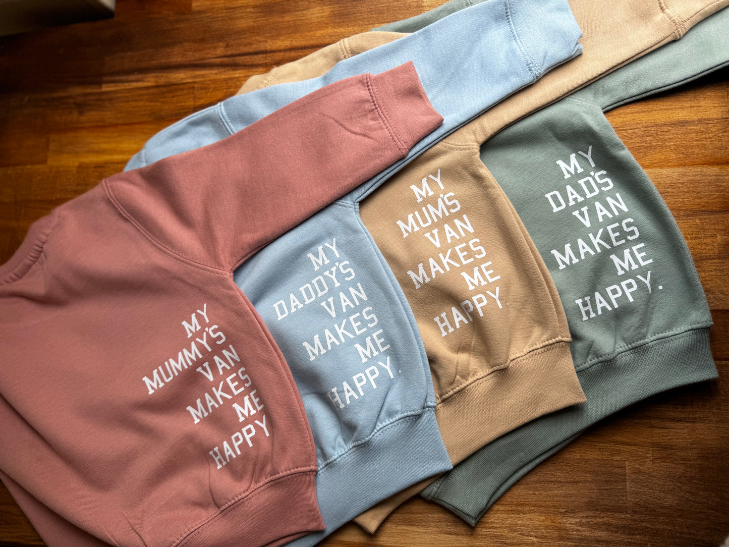 Kids Campervan Sweatshirt – My Mum’s Van Makes Me Happy