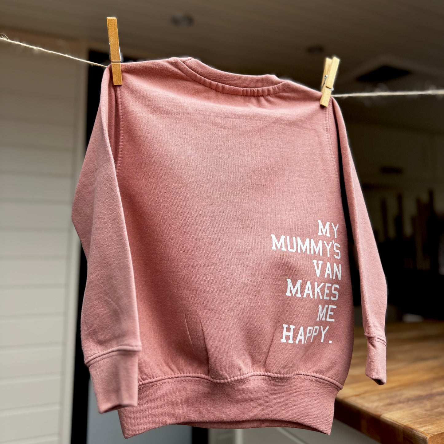 Kids Campervan Sweatshirt – My Mummy’s Van Makes Me Happy