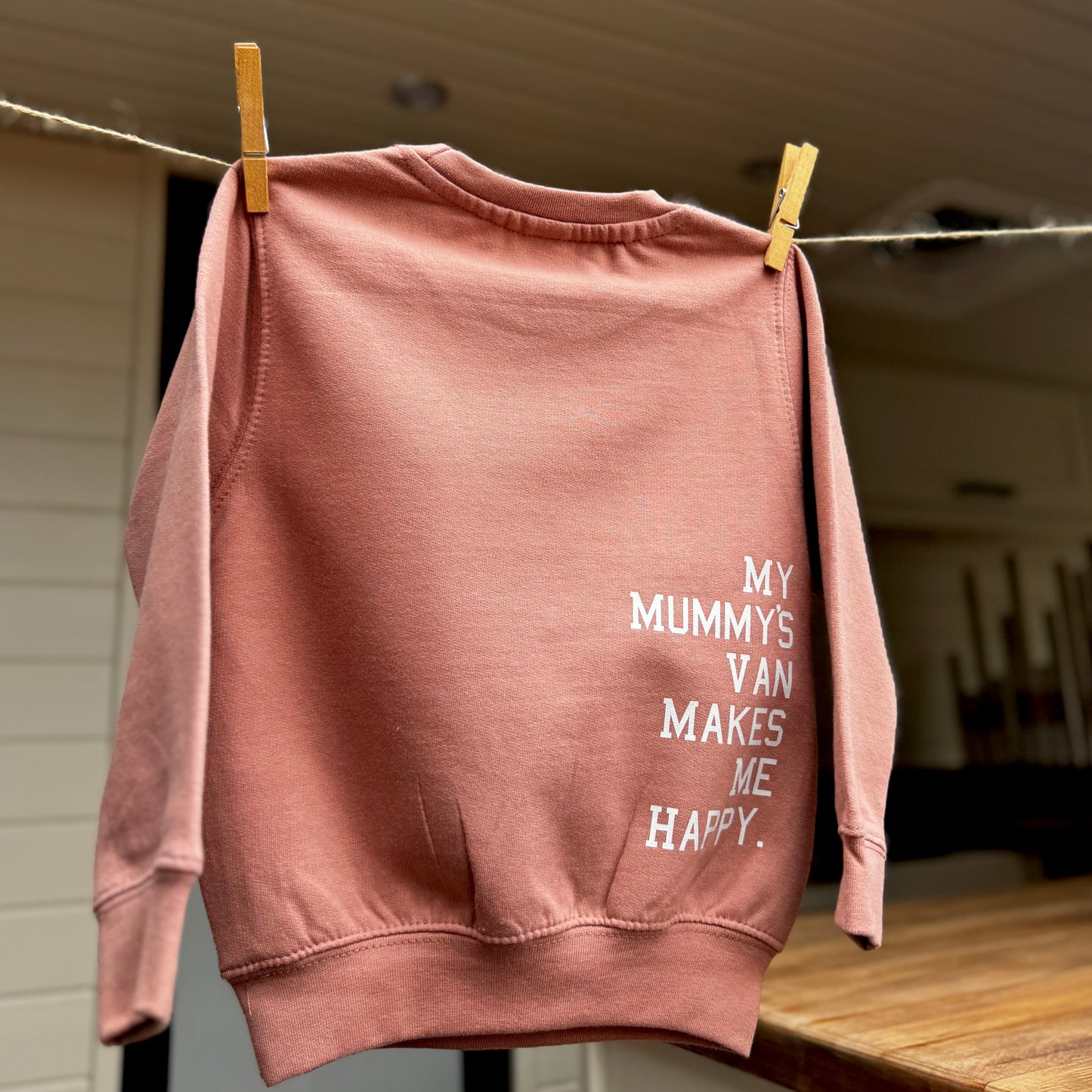 Kids Campervan Sweatshirt – My Mummy’s Van Makes Me Happy
