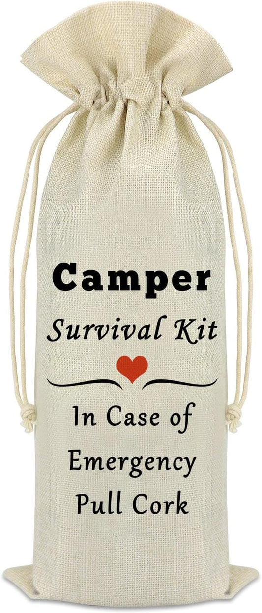 Mikela Camper Wine Bag Camping Gift for Camper Funny Camping Wine Bag Gifts Campers Gifts for Men Women Campers Accessories for Travel Trailers Birthday Christmas Graduation Gift
