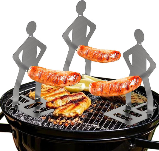 3Pcs BBQ Sausage Holder, Stainless Steel Hot Dog Grill Tool, BBQ Gadgets Novelty BBQ Tool Holder for Outdoor Barbecue, Humorous BBQ Gadgets for Men, Fun BBQ Gifts for Men