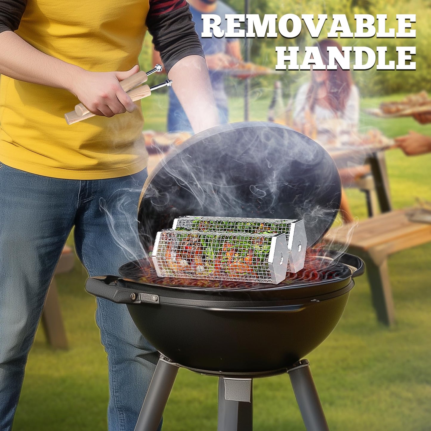 Rolling Grill Basket Outdoor Cooking