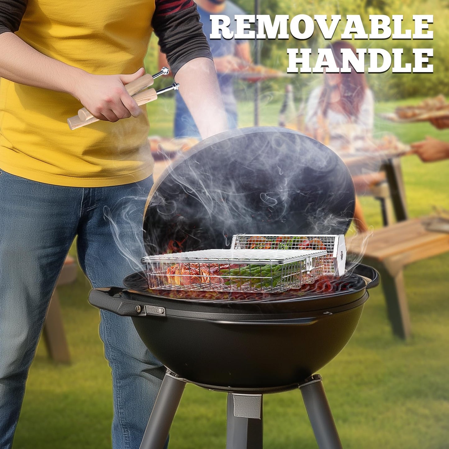 Rolling Grill Basket Outdoor Cooking