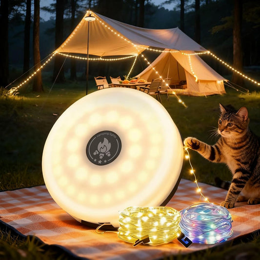 LOHAS-LED Upgraded Rechargeable Camping String Lights, 4 in 1 Quick Recovery Waterproof Portable 32.8FT Tent Lights String with 8 Modes, Camping Essentials for Yard, Hiking, Patio, and Holiday Decor