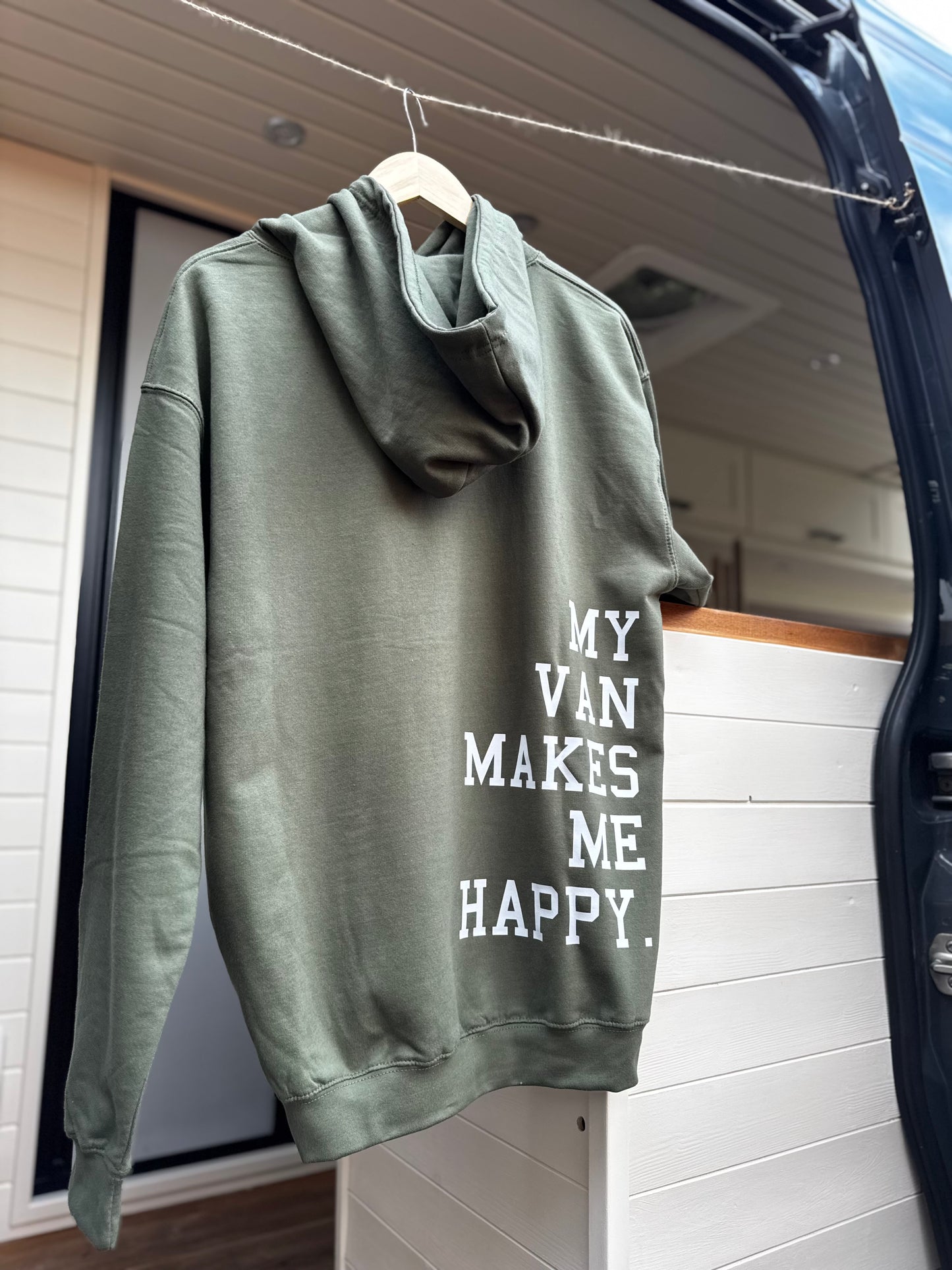 My Van Makes Me Happy Hoodie - Military Green