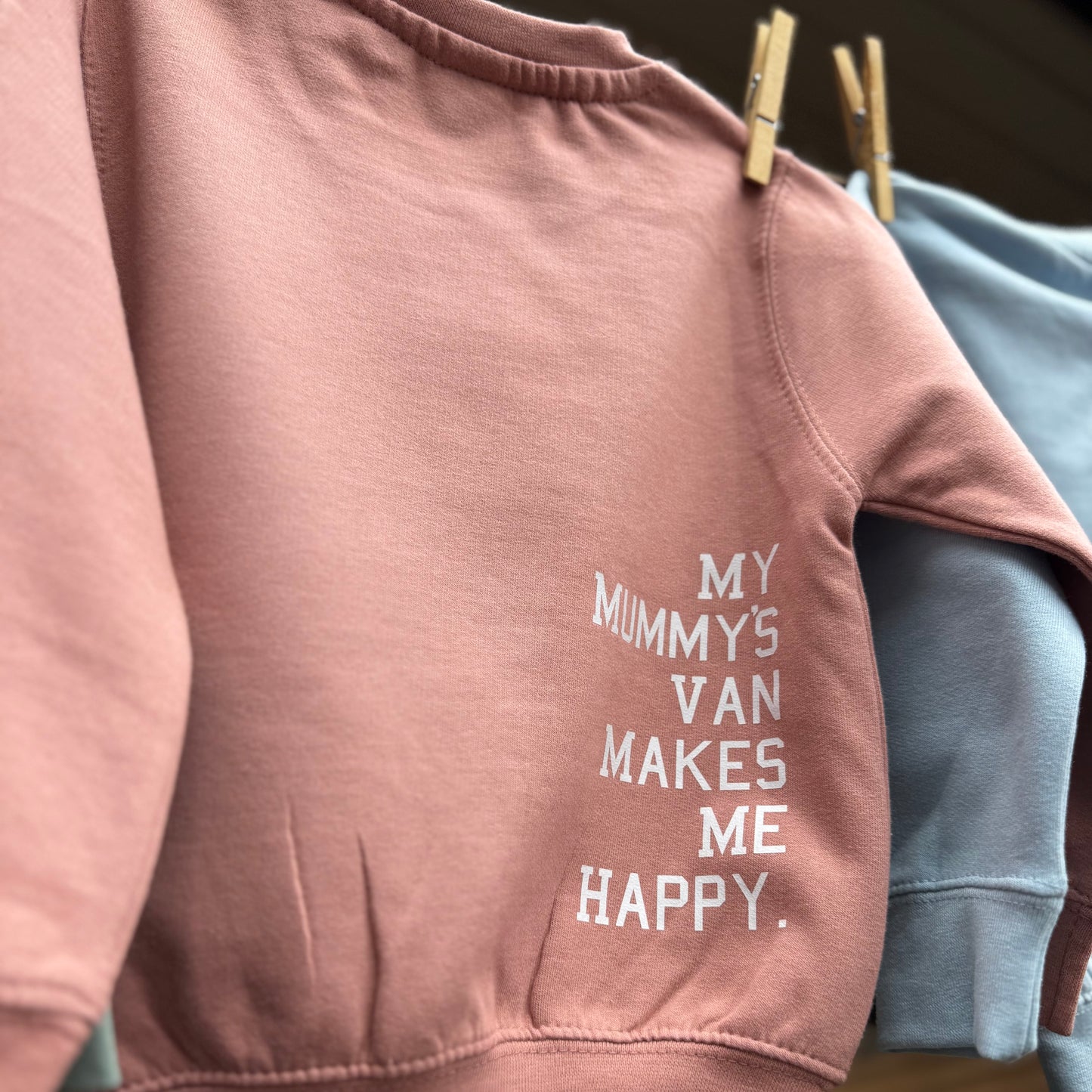 Kids Campervan Sweatshirt – My Mummy’s Van Makes Me Happy