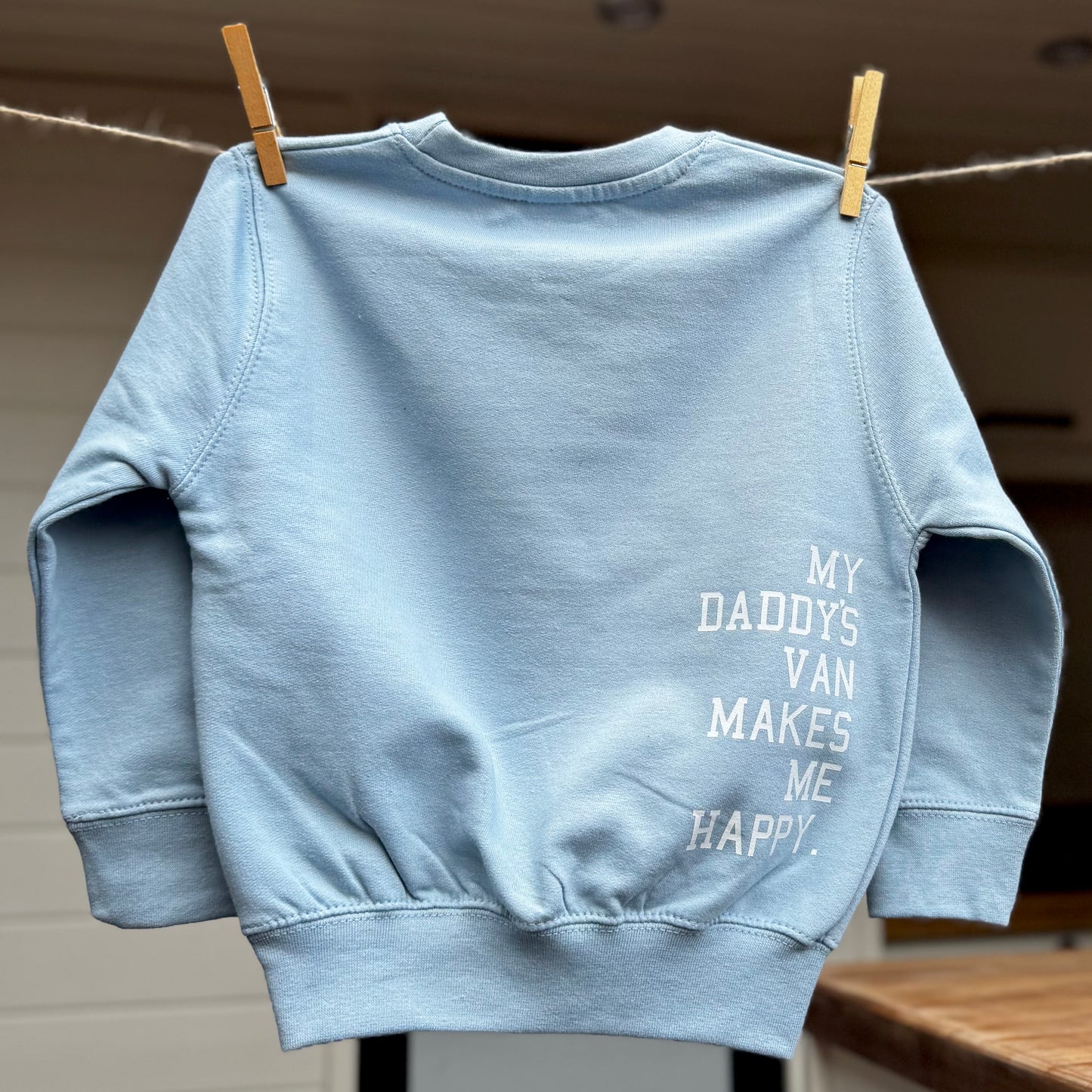 Kids Campervan Sweatshirt – My Daddy’s Van Makes Me Happy