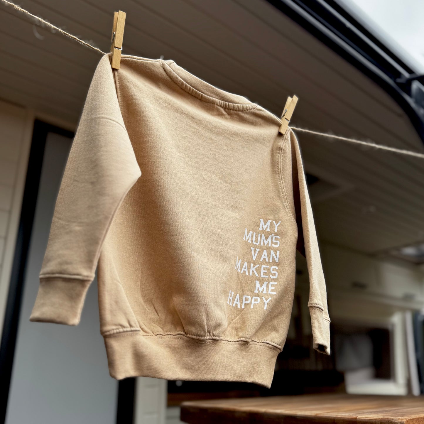 Kids Campervan Sweatshirt – My Mum’s Van Makes Me Happy
