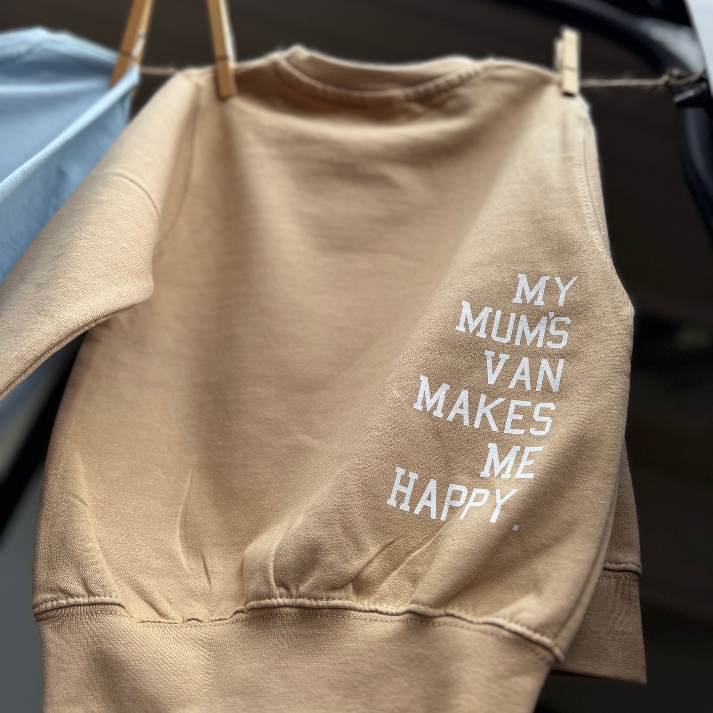 Kids Campervan Sweatshirt – My Mum’s Van Makes Me Happy